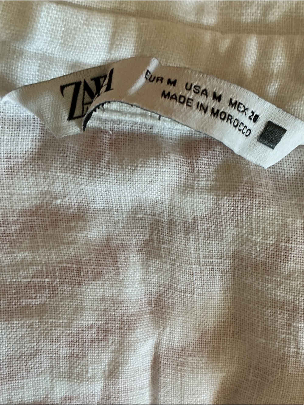 Zara White Cropped Button-Down Linen Shirt EUC - Picture 5 of 5